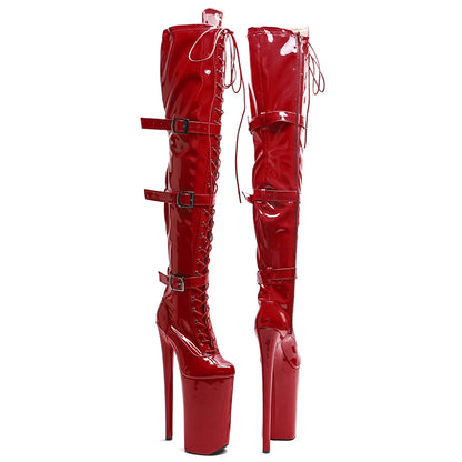 Leecabe  26CM/10inches patent  PU Upper exotic High Heel platform party stripper heel Pole Dance boots