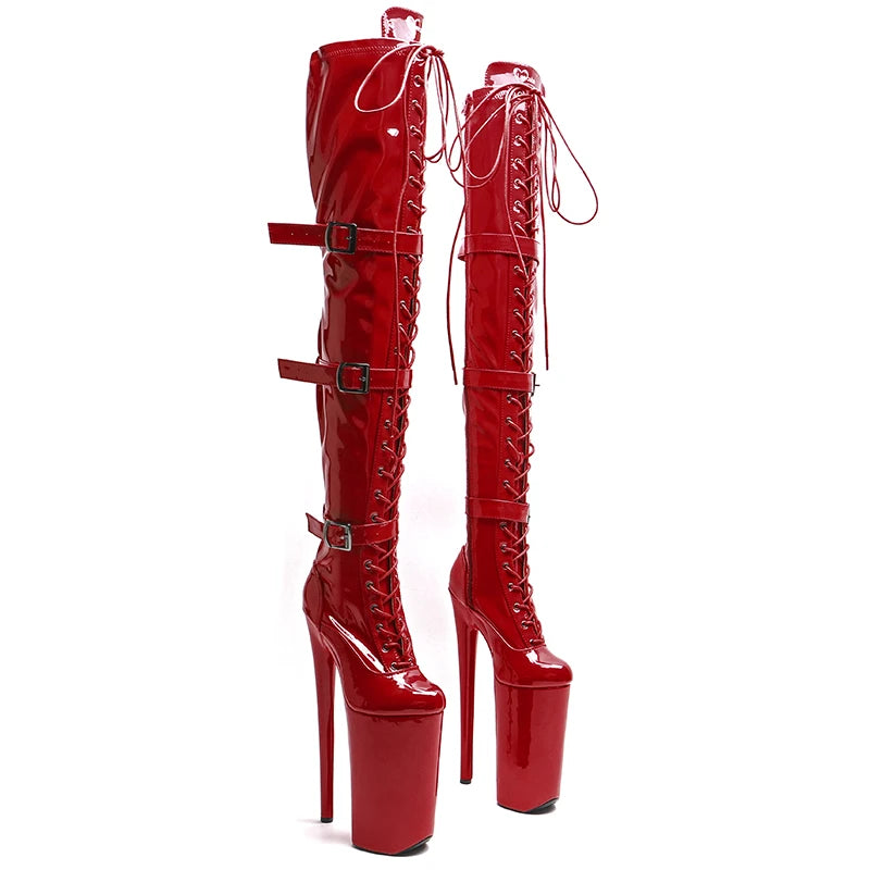 Leecabe  26CM/10inches patent  PU Upper exotic High Heel platform party stripper heel Pole Dance boots