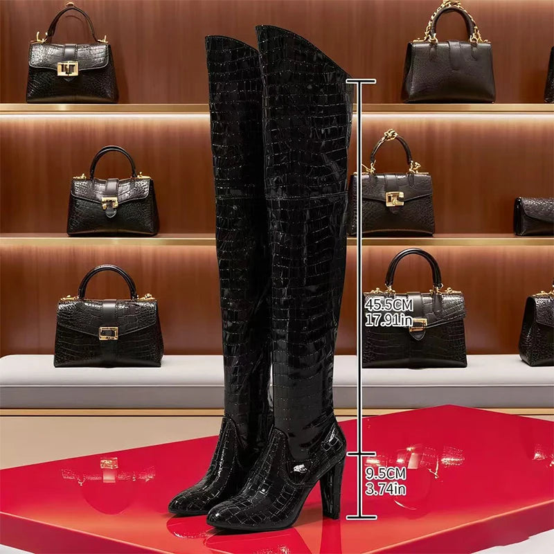 Sexy Women Over The Knee Boots High Heels Party Shoes Winter Luxury Long Boots New Dress Pumps Motorcycle Boots Mujer Snow Botas