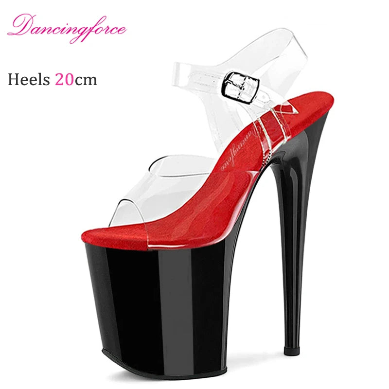 20cm 8Inches Premium TPU Upper Pole Dance Shoes Exotic Stripper Platform Sexy High Heels Sandals