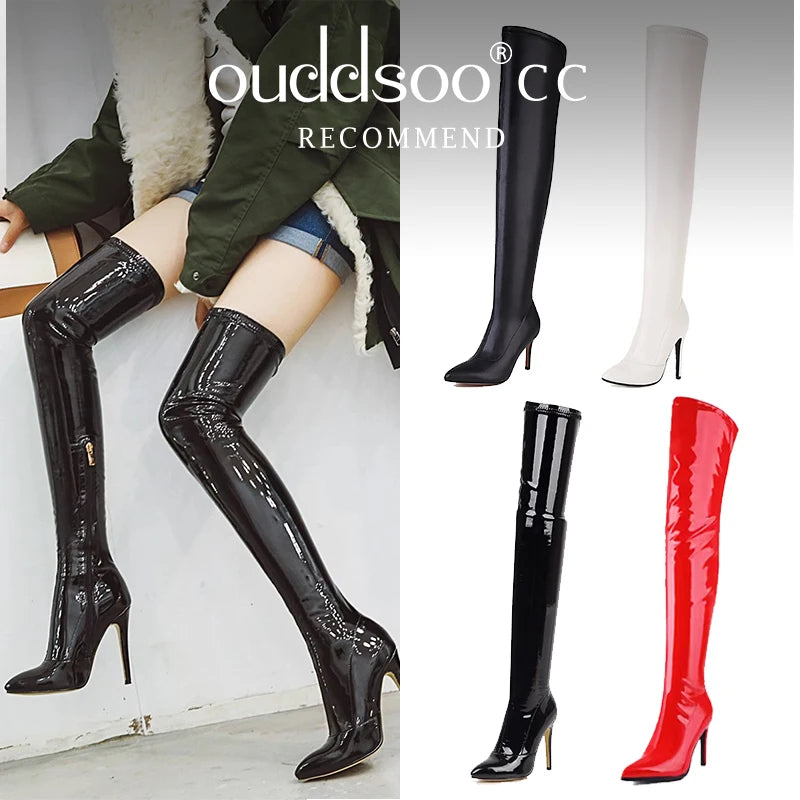 Ods  Sexy Black Over The Knee Boots For Women Side Zip Thigh High Boots Female Shoes Botas Mujer Invierno Female Colors Big43 45