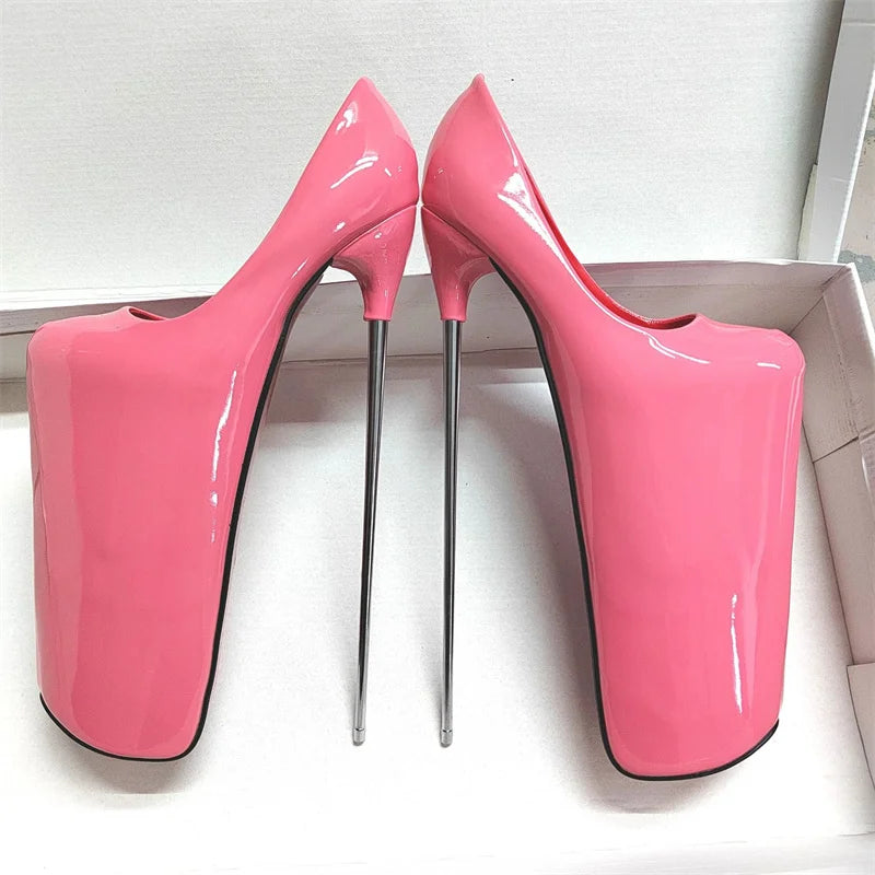 Pole Dance High Heels 19/22/30cm Extreme Platform Women Pumps Metal Heel Ankle Buckle Size 50 Pink Green Woman Wan Leisure Heels