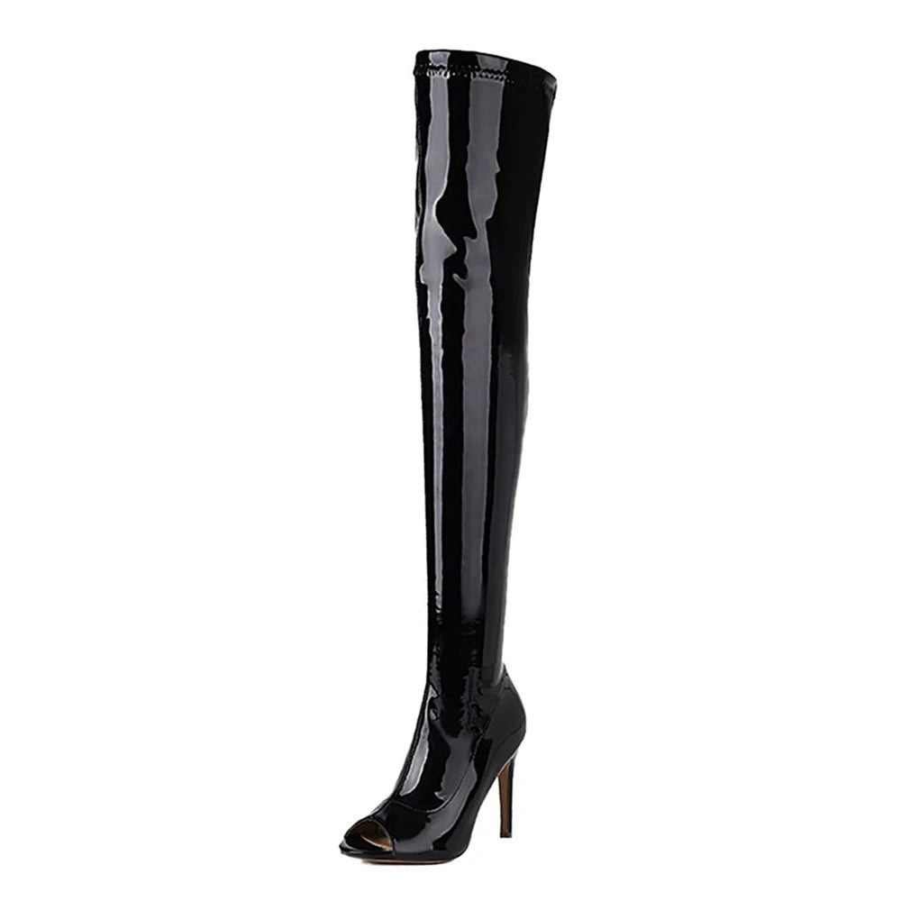 Pole Dance Shoes In High Heels Woman Dancing Boots Fish Mouth Knee High Boots Sexy Boots Ultra-high Steel Tube Dance Shoes