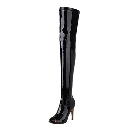 Pole Dance Shoes In High Heels Woman Dancing Boots Fish Mouth Knee High Boots Sexy Boots Ultra-high Steel Tube Dance Shoes