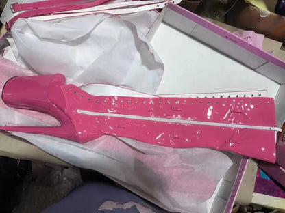 Sexy model 23cm heels available in custom colors, club pole dancing boots with 9-inch, thigh-high boots