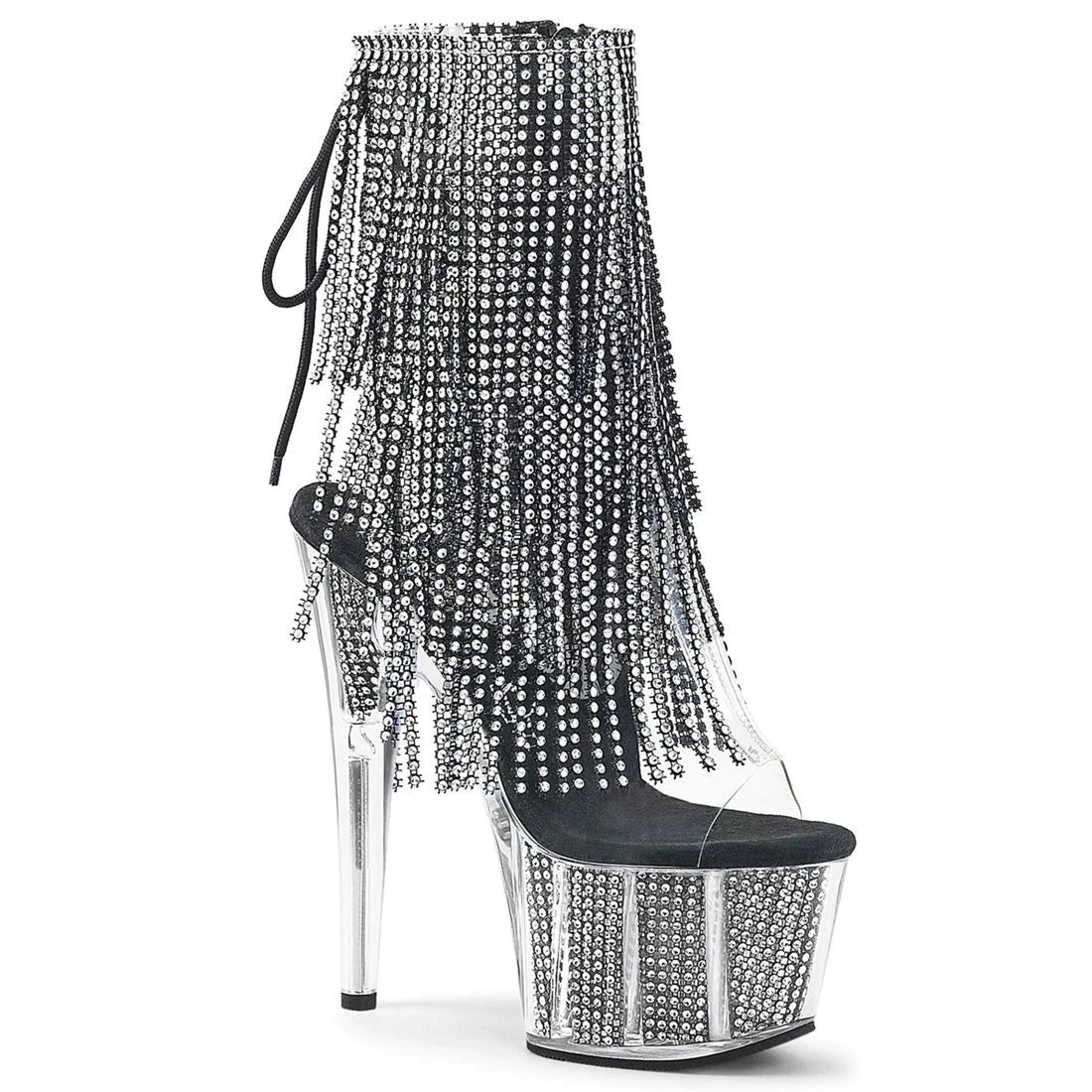 Brand Electroplated Tassels Pumps 17CM Thin High Heels Ankle Boots Pole Dance Nightclub Model Catwalk Platform Women's Shoes