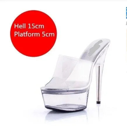 Girls Shoe for Party Club Stripper Heels Women Shoes 2022 Platforms High Heels Sandals Clear Sexy Pole Dance 15cm High Plus Size