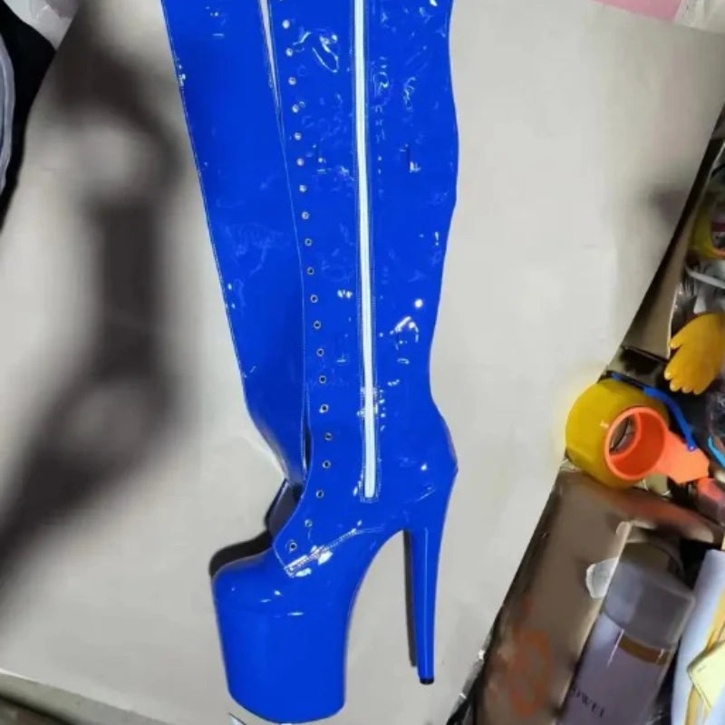 Sexy 23CM Thin Heels Shoes for Woman 9 Inches Fashion Platform Stripper Pumps Pole Dance Over The Knee High Long Boots