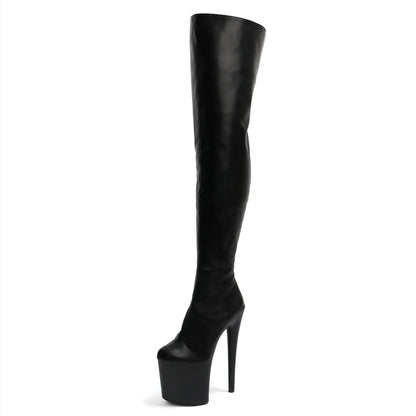 Gothic 20 cm heels Women Over The Knee Boots Sexy Fetish 8 Inch Strip Pole Dance Nightclub Platform Show Stripper Heels Exotic
