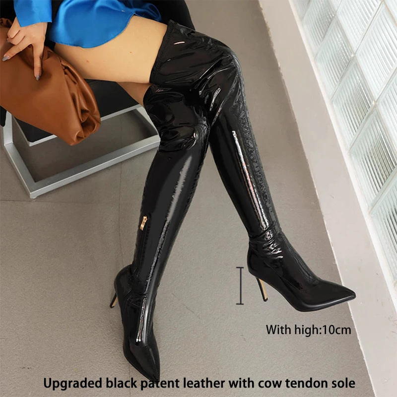 Ods  Sexy Black Over The Knee Boots For Women Side Zip Thigh High Boots Female Shoes Botas Mujer Invierno Female Colors Big43 45
