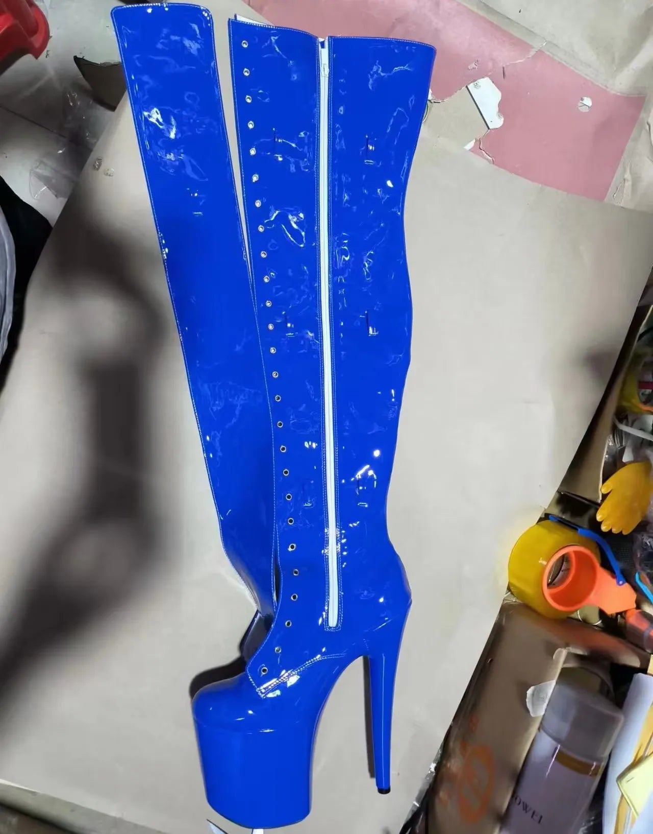 Sexy model 23cm heels available in custom colors, club pole dancing boots with 9-inch, thigh-high boots