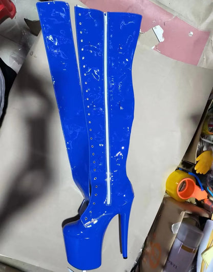 Sexy model 23cm heels available in custom colors, club pole dancing boots with 9-inch, thigh-high boots