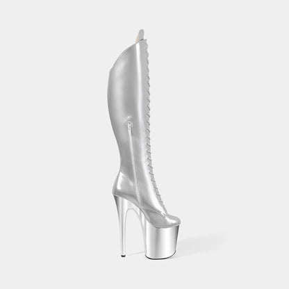 LAIJIANJINXIA New 20CM/8Inch PU Upper Women's Platform Party High Heels Modern Knee-High Boots Pole Dance Shoes 714