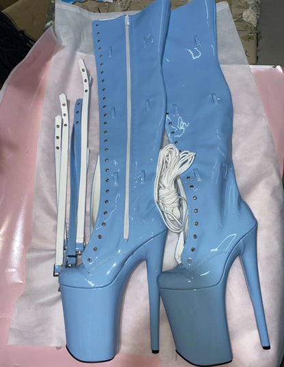 Sexy model 23cm heels available in custom colors, club pole dancing boots with 9-inch, thigh-high boots