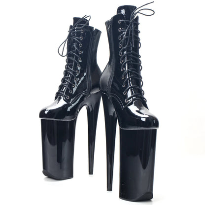10" Heel And 6 3/4"(26CM) Platform Extreme High Heels Pole Dancing Lace Up Ankle Boots In Stock