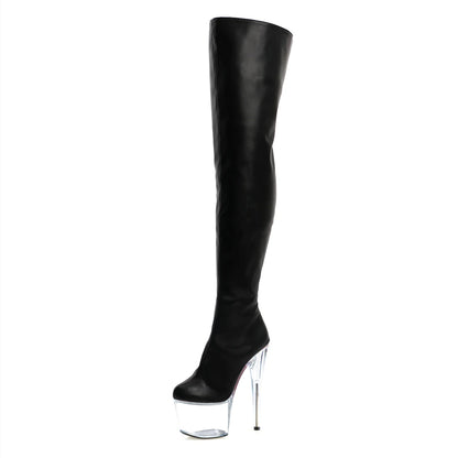 Gothic 20 cm heels Women Over The Knee Boots Sexy Fetish 8 Inch Strip Pole Dance Nightclub Platform Show Stripper Heels Exotic