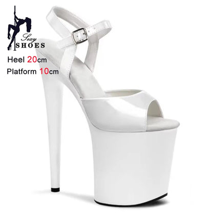 High-Heeled Pole Dance Shoes Platform High Heel Sandals For Woman Summer Ankle Strap 20CM Stiletto Nightclub Model Stage Shoes