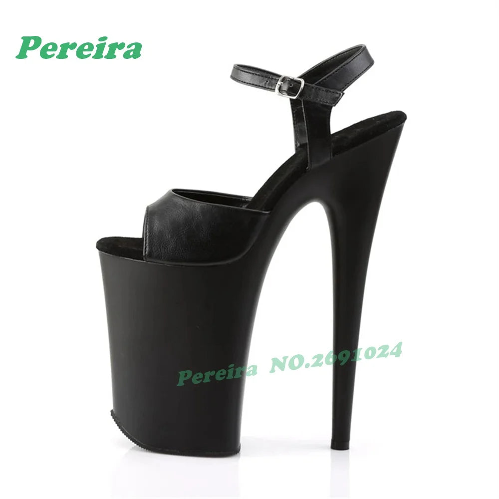 White Platform Strap Buckled Sandals Peep Toe Stiletto High Heels for Pole Dance Glossy Slingback Nightclub Sexy Shoes Gothic