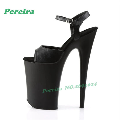 White Platform Strap Buckled Sandals Peep Toe Stiletto High Heels for Pole Dance Glossy Slingback Nightclub Sexy Shoes Gothic
