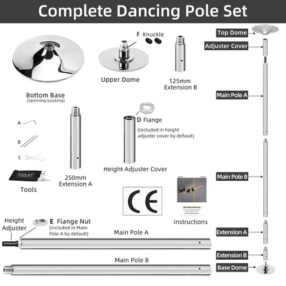 Dance Pole Rainbow Swivel and Static Dance Pole Heavy duty steel dance pole with adjustable height Home Health Club Gym