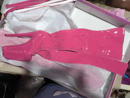 Sexy model 23cm heels available in custom colors, club pole dancing boots with 9-inch, thigh-high boots