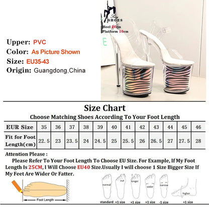 New Leopard Print Crystal Transparent Bling Women Sandals Dress Pole Dance Antiskid Shoes Platform Buckle High Heels Party Shoes
