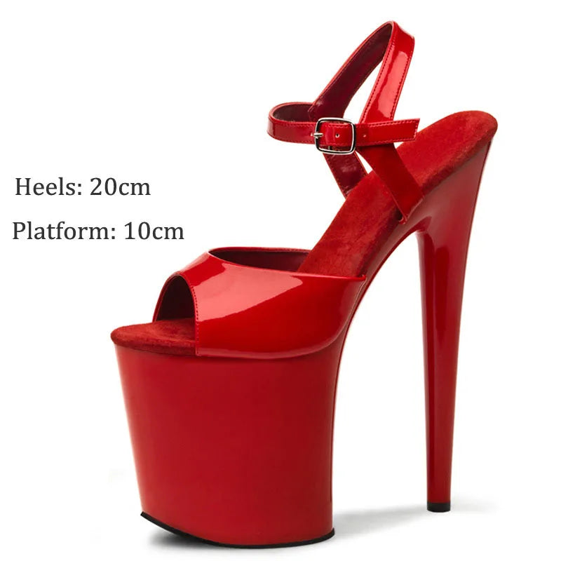 New Rivet Roman Stripping Shoes 8 Inch Heels 20CM Open Toe Platform Exotic Punk Pole Dance Shoes Women Sandals Nightclub banquet