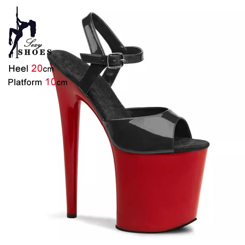 High-Heeled Pole Dance Shoes Platform High Heel Sandals For Woman Summer Ankle Strap 20CM Stiletto Nightclub Model Stage Shoes