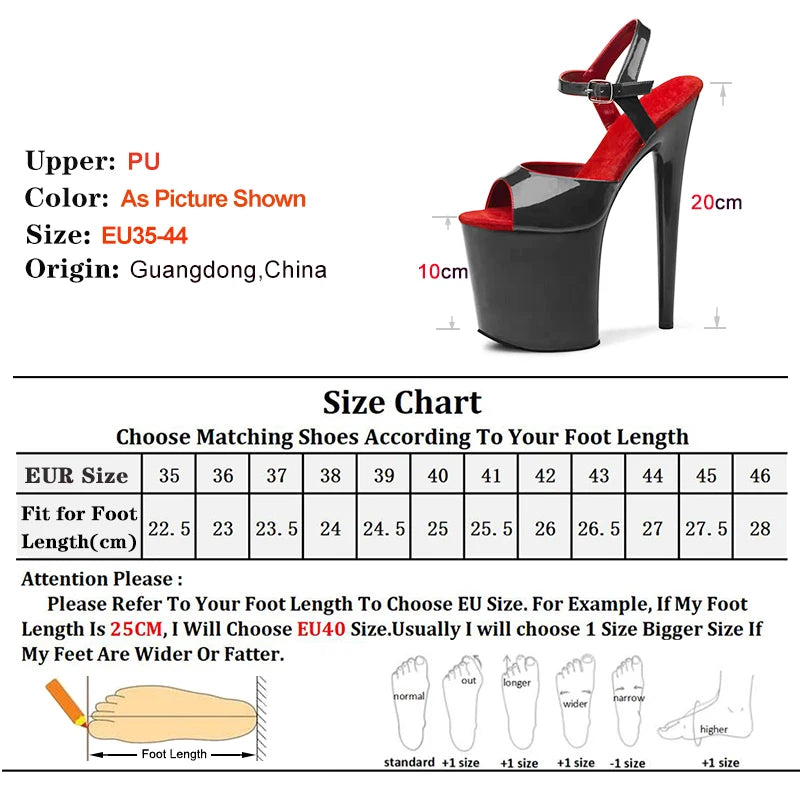 High-Heeled Pole Dance Shoes Platform High Heel Sandals For Woman Summer Ankle Strap 20CM Stiletto Nightclub Model Stage Shoes