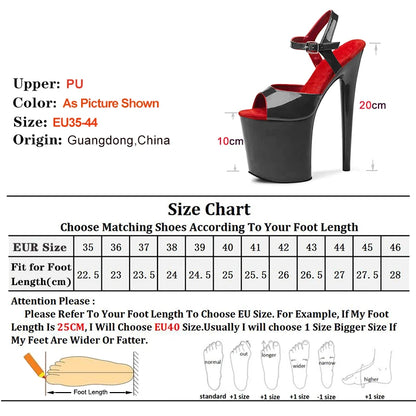 High-Heeled Pole Dance Shoes Platform High Heel Sandals For Woman Summer Ankle Strap 20CM Stiletto Nightclub Model Stage Shoes