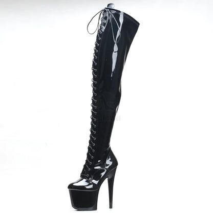 7''High Heel Stiletto Platform Thigh High Boots Exotic Pole Dance Heels Over Knee Boots