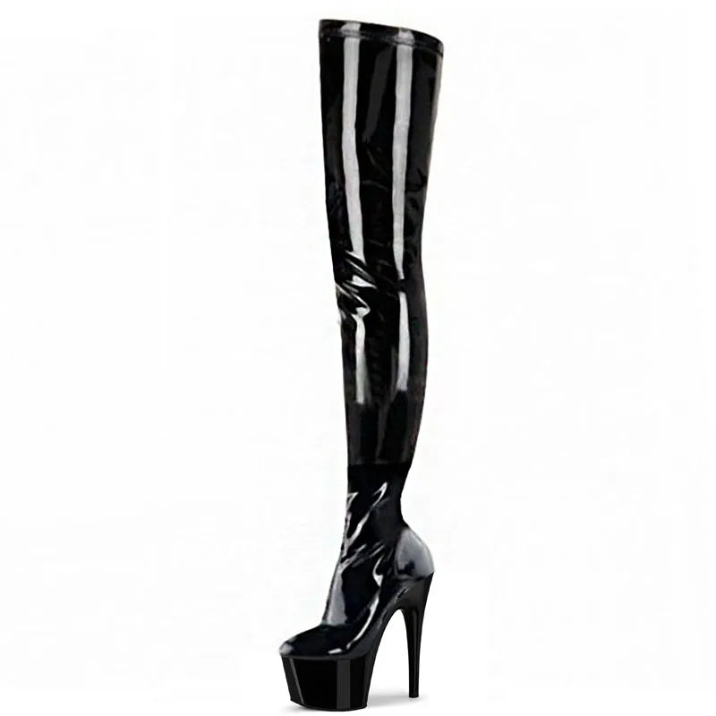 Gothic 20 cm heels Women Over The Knee Boots Sexy Fetish 8 Inch Strip Pole Dance Nightclub Platform Show Stripper Heels Exotic