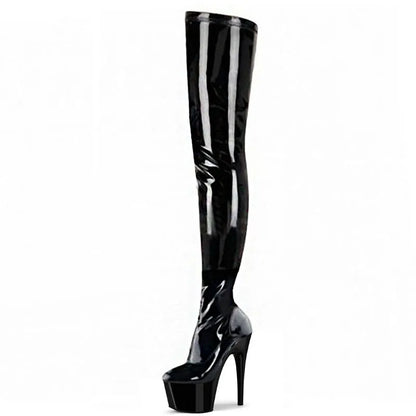 Gothic 20 cm heels Women Over The Knee Boots Sexy Fetish 8 Inch Strip Pole Dance Nightclub Platform Show Stripper Heels Exotic