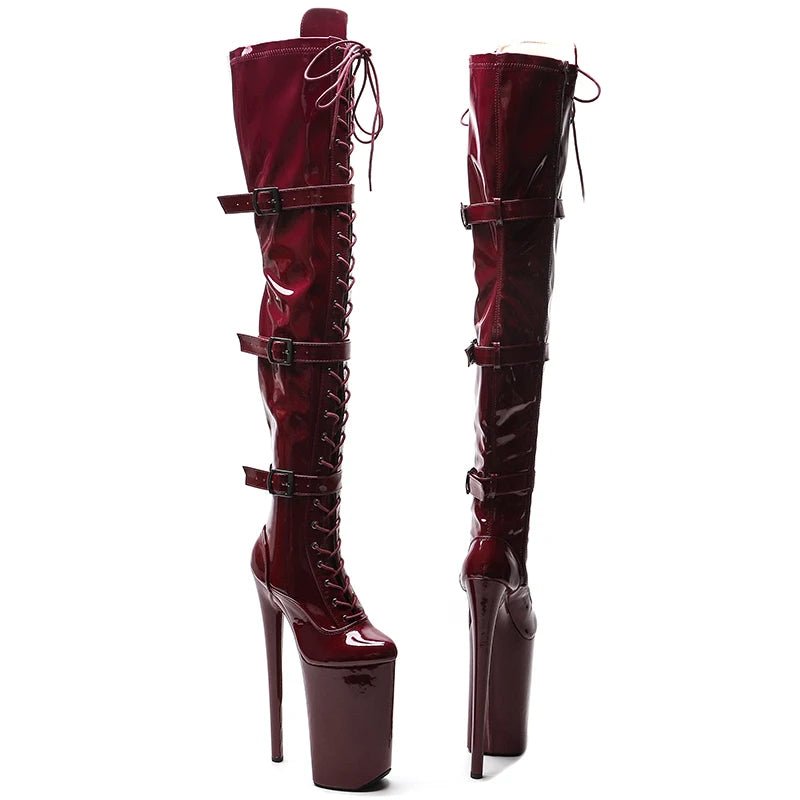 Leecabe  26CM/10inches patent  PU Upper exotic High Heel platform party stripper heel Pole Dance boots