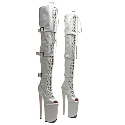 Sexy 23CM Thin Heels Shoes for Woman 9 Inches Fashion Platform Stripper Pumps Pole Dance Over The Knee High Long Boots