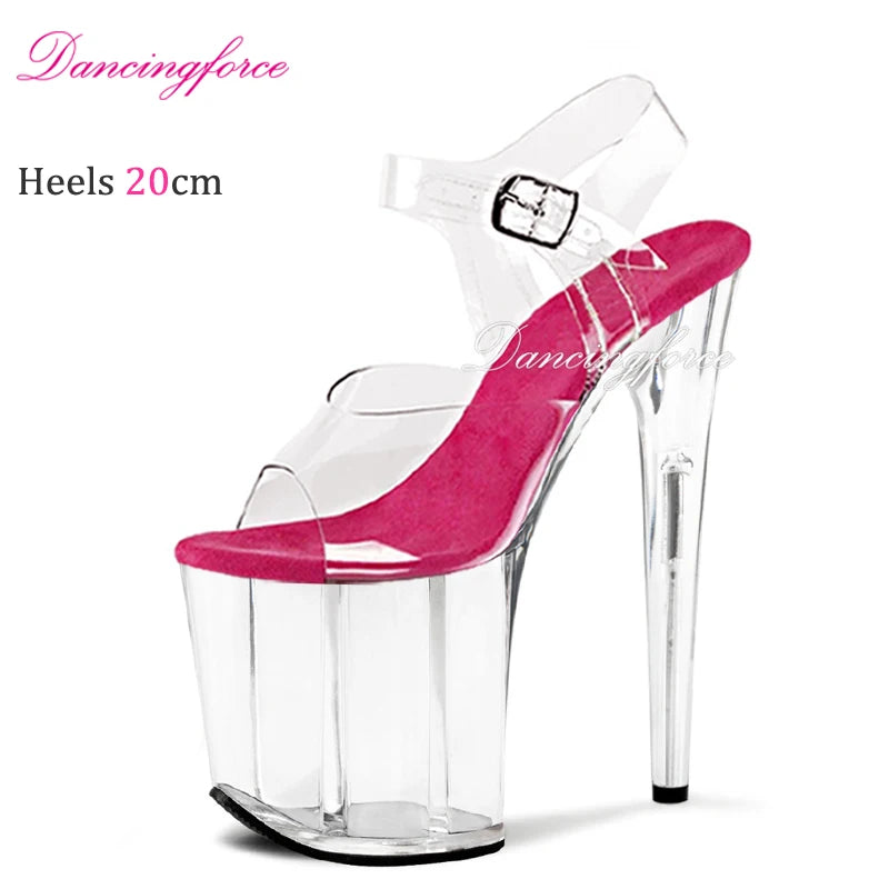 20cm 8InchesSexy Transparent Platforms Stripper Shoes Woman Open Toe Ultra Thin High Heels Sandals