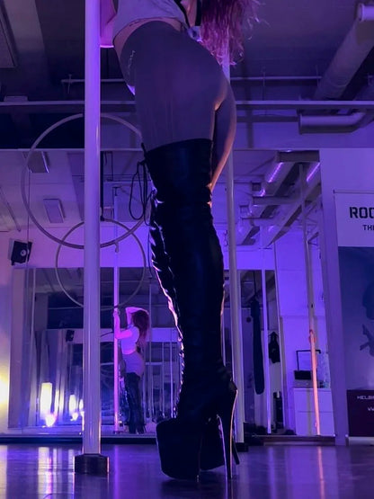 Gothic 20 cm heels Women Over The Knee Boots Sexy Fetish 8 Inch Strip Pole Dance Nightclub Platform Show Stripper Heels Exotic