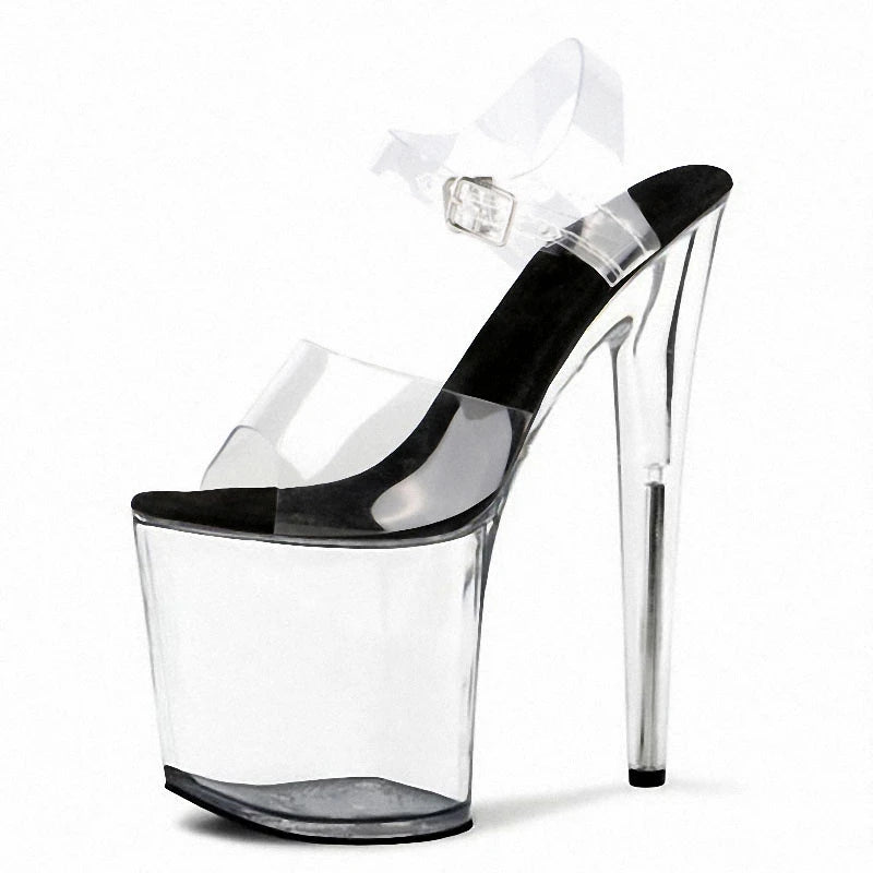 Exotic Crystal Rransparent High Stripper Heeled Platform Sandals Bride Gothic 8 Inches Nightclub Pole Dance Shoes Peep Toe Sexy