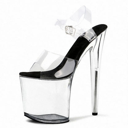 Exotic Crystal Rransparent High Stripper Heeled Platform Sandals Bride Gothic 8 Inches Nightclub Pole Dance Shoes Peep Toe Sexy
