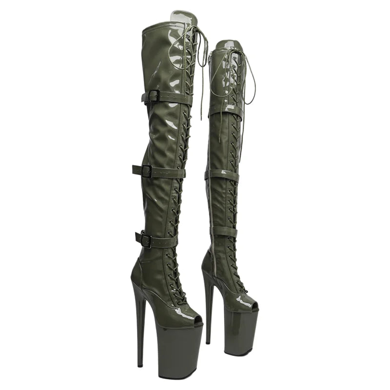 Sexy 23CM Thin Heels Shoes for Woman 9 Inches Fashion Platform Stripper Pumps Pole Dance Over The Knee High Long Boots