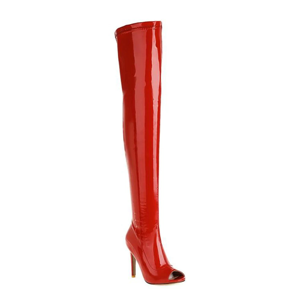 Pole Dance Shoes In High Heels Woman Dancing Boots Fish Mouth Knee High Boots Sexy Boots Ultra-high Steel Tube Dance Shoes