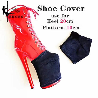 Heel Height 15 17 20 23 26cm Durable Black Shoes Cover Protect Platform Pole Dancing Boots Wear-Resist Protection Cover Sandals