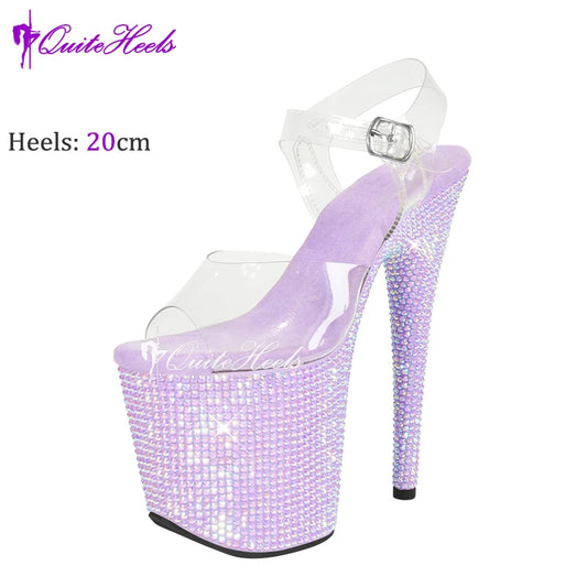 20cm 8Inches Diamond Stripper Pole Dance Shoes Women Sexy Show Crystal High Heels Sandals Party Club Platform High-heeled Shoes