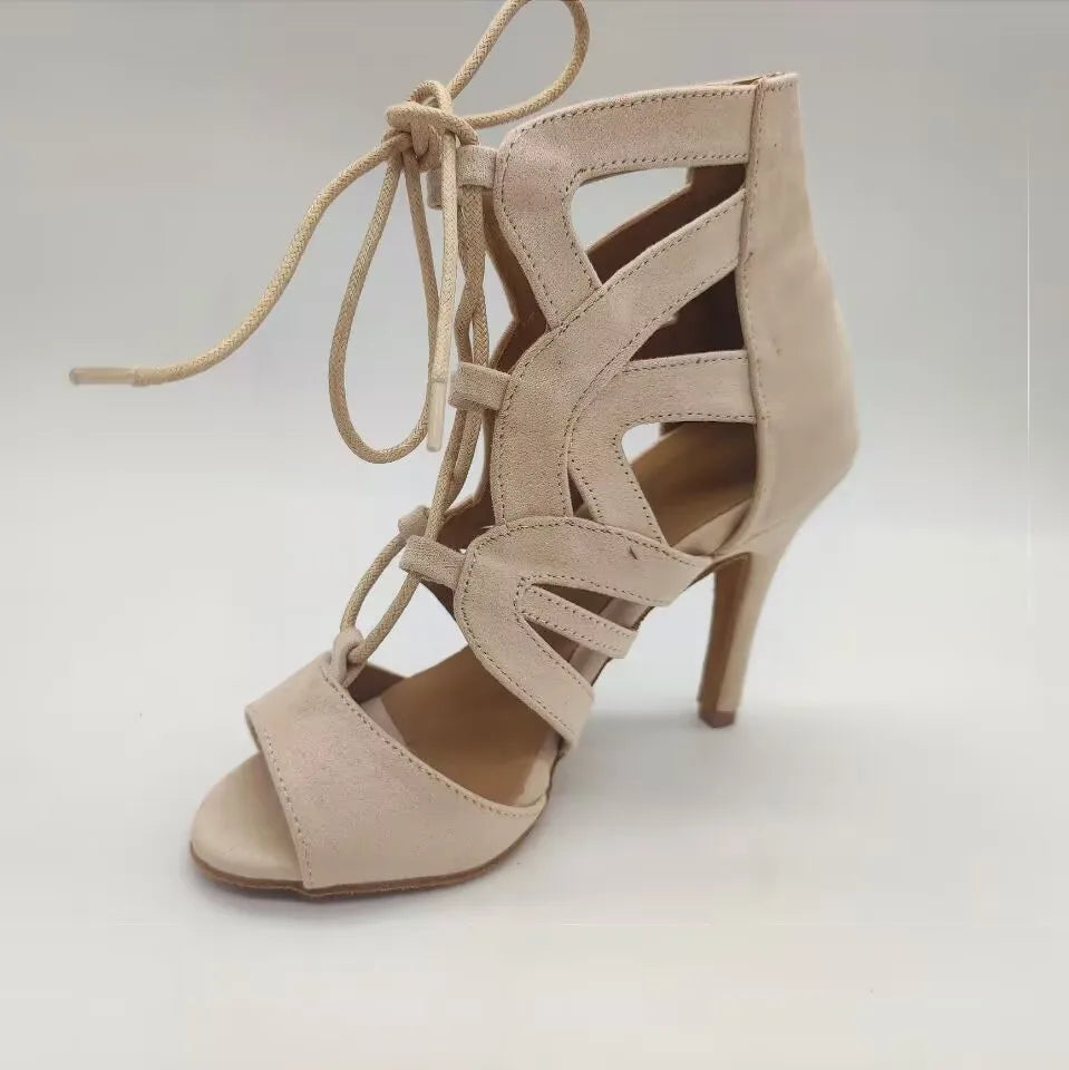 Lady Flannel Heel Dance Shoes Woman Ballroom Latino Dance Boots Girls Salsa Dancing Shoes Dancing Women DIY Bar Party Dance Shoe