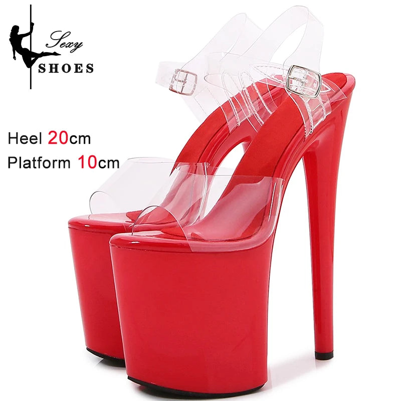 Crystal Rransparent High Stripper Heeled Platform Sandals Bride Gothic 8Inches Nightclub Pole Dance Shoes Peep Toe Zapatos Mujer