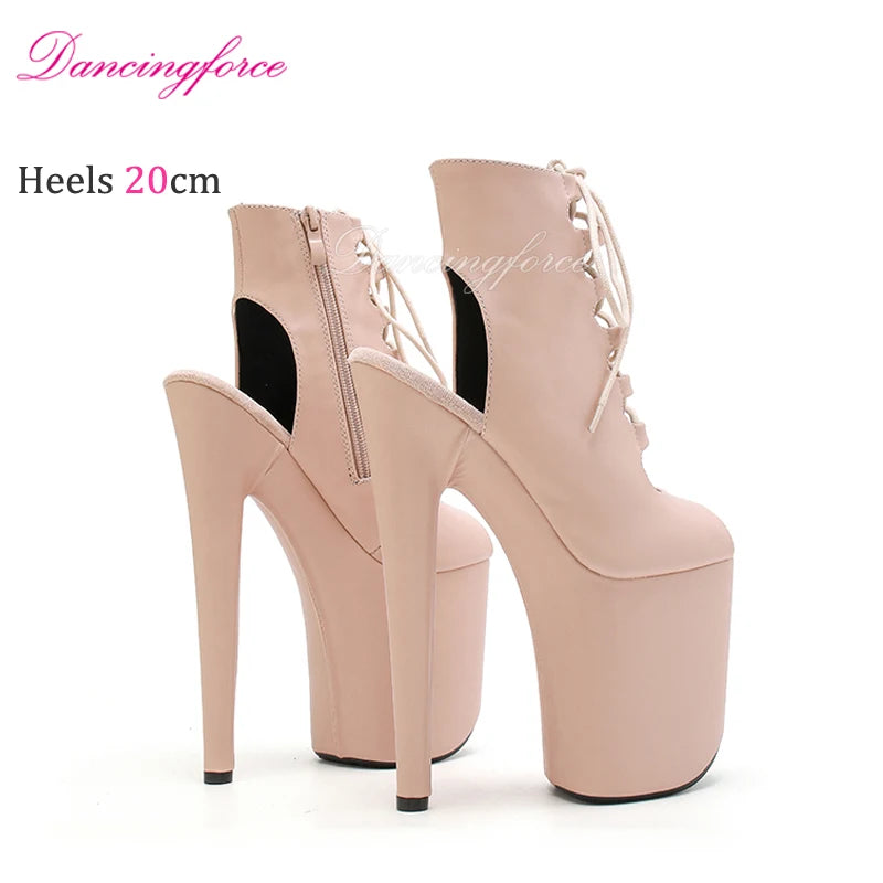 In Stock Sexy 20cm 8' Super High Heels Platform Stripper Ankle Boots Roman Gladiator Pole Dance Shoes Women