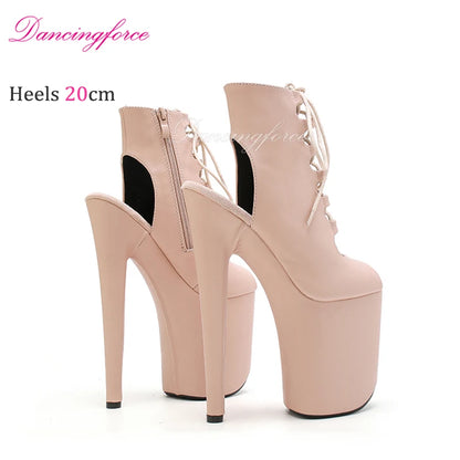 In Stock Sexy 20cm 8' Super High Heels Platform Stripper Ankle Boots Roman Gladiator Pole Dance Shoes Women