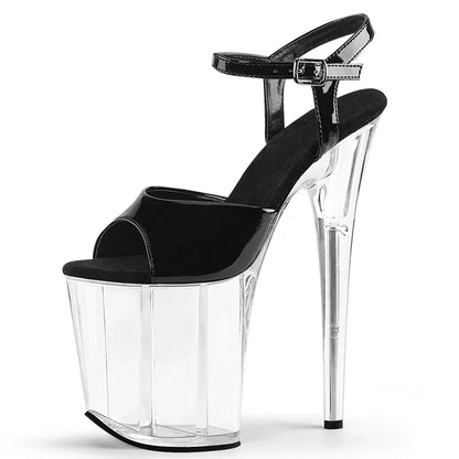 SDTRFT Multicolor Fashion Red Shoes Woman Sexy Transparent Platforms Pumps Open Toe 20cm Ultra Thin High Heels Platform Sandals