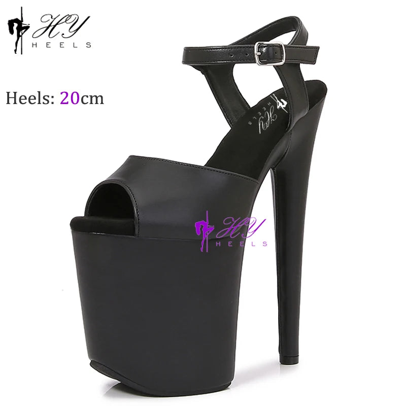 New Popular 20cm 8" Heels Pole Dance Platform Shoes Black Velvet Denim Snake Sexy Dancing Shoes Catwalk Model High Heels Sandals