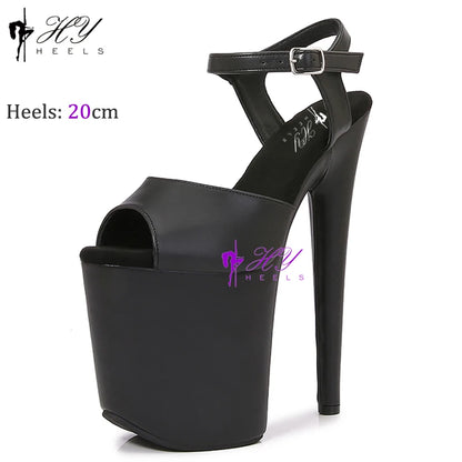 New Popular 20cm 8" Heels Pole Dance Platform Shoes Black Velvet Denim Snake Sexy Dancing Shoes Catwalk Model High Heels Sandals